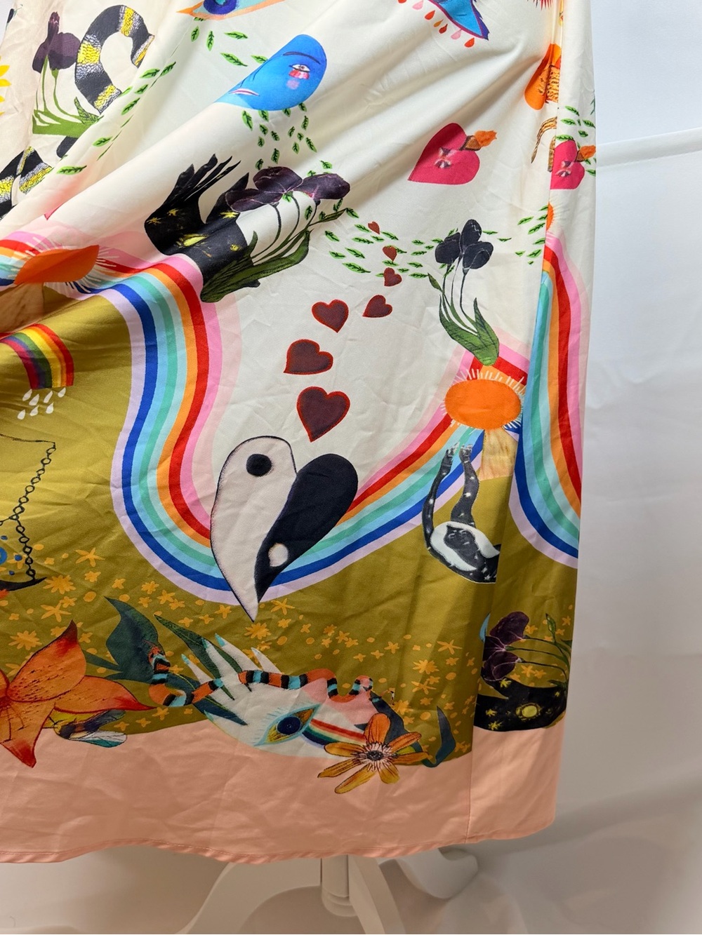 Whimsical Eclectic Multi Graphic Print Boho Artsy Statement Sundress Size Small - Picture 3 of 11